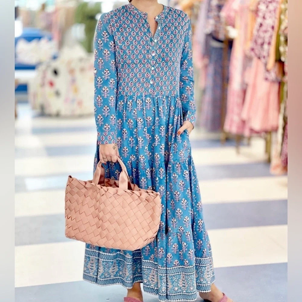 Oliphant Sky Blue Floral Maxi Dress - Picture 2 of 15